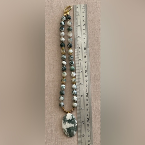 22 inch Tree Agate Gemstone bead Necklace NWOT - Picture 2 of 11